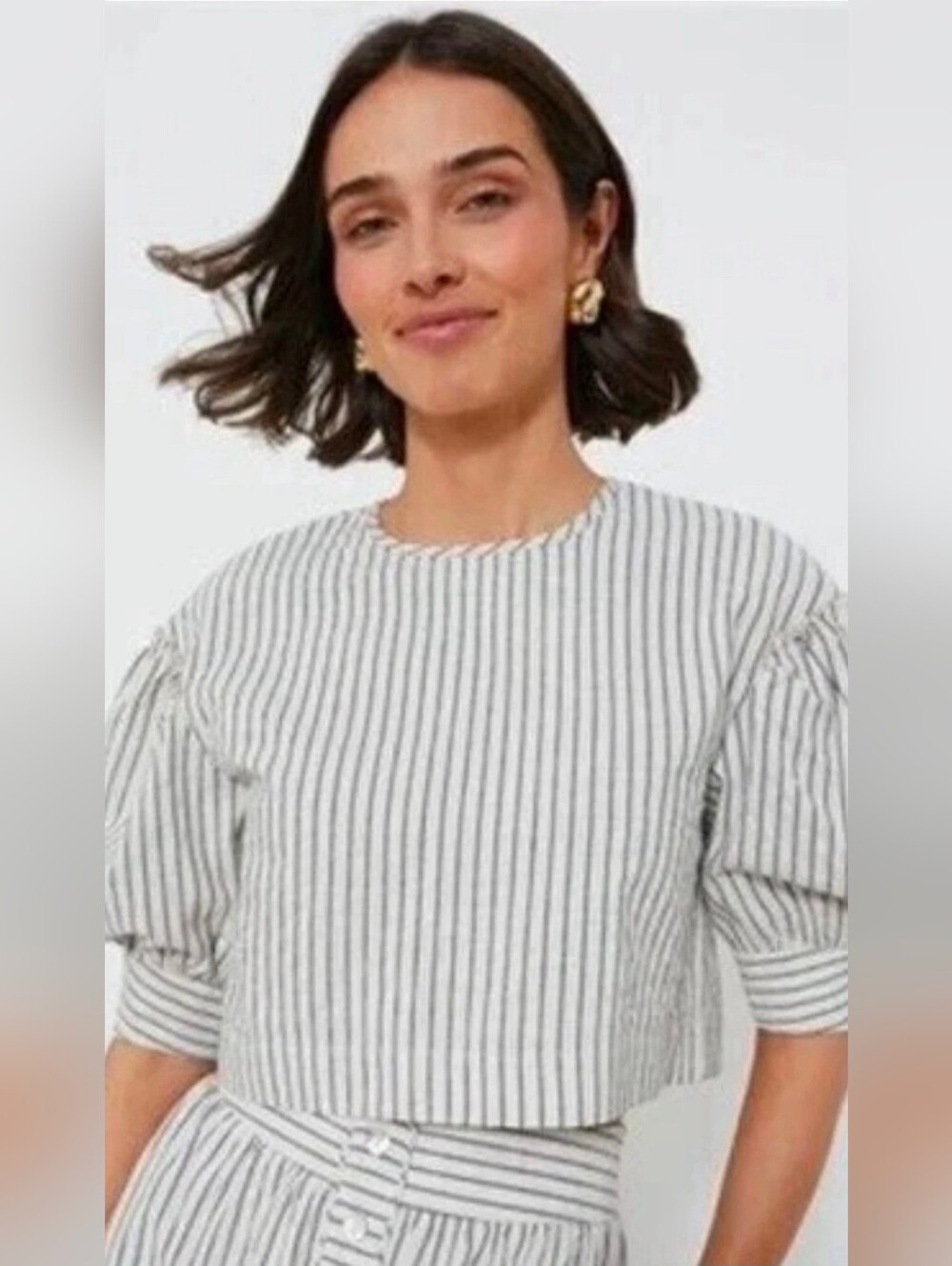 Nwt Tuckernuck Linen Stripe Edie Top Size Small Cropped